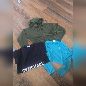 Gymshark Hoodie and Crop Tops Set Of 3 Size S